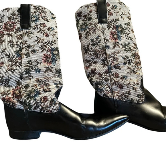 John Fluevog Shoes - John Fluevog “Swordfish Brand” vintage cowboy boots  with floral knit top 6.5